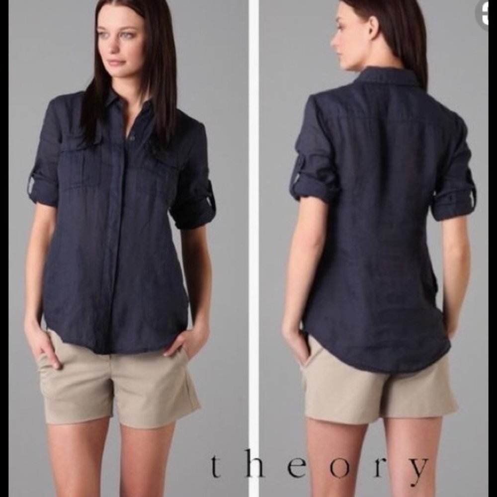 THEORY Marandel Common Ramie Button Front Shirt